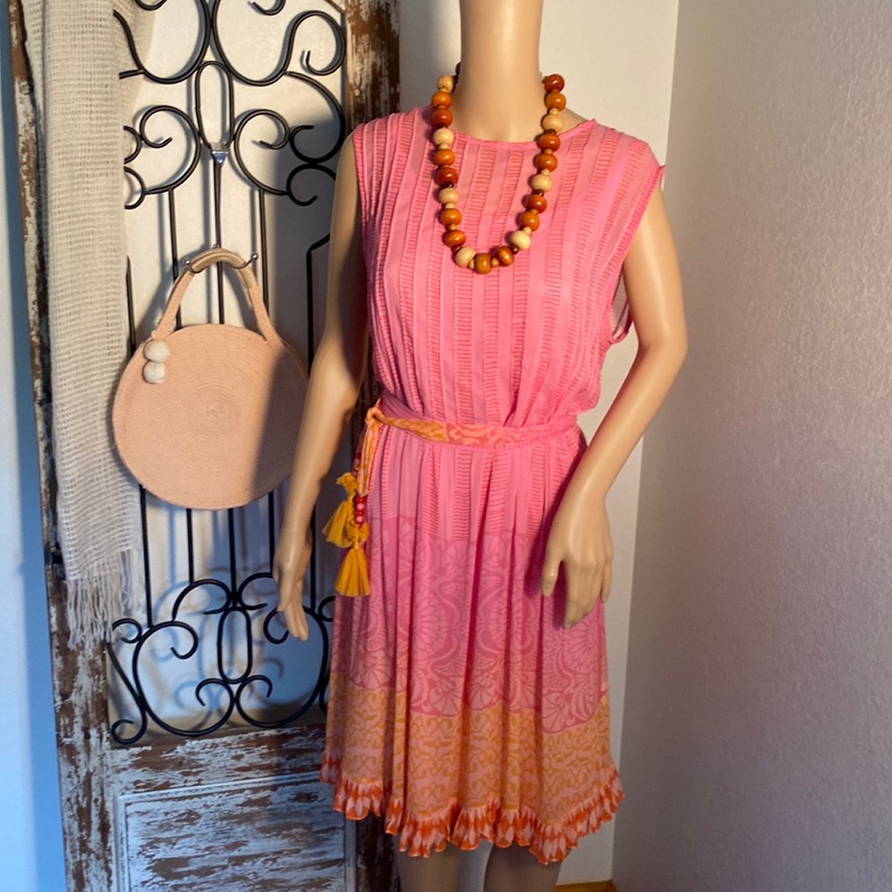 NWT Anthropologie Summer dress by Niki Tlahajan with matching tassel tie belt
